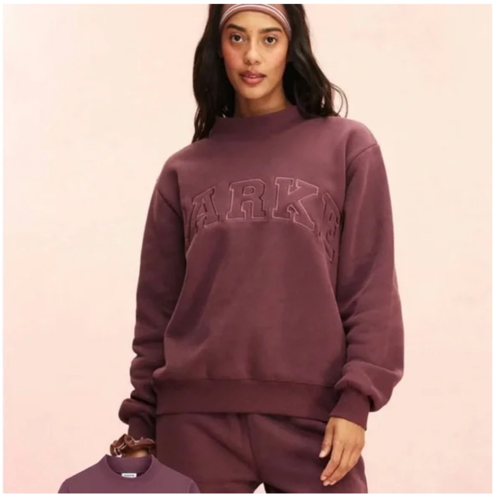 NWT S/M Parke Varsity Mockneck Sweatshirt Color Eggplant